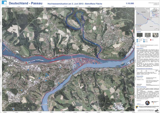 Satellitenbilder von Flutgebieten in Deutschland