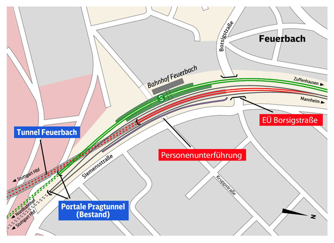 Weitere Bauvorbereitungen rund um den Feuerbacher Bahnhof