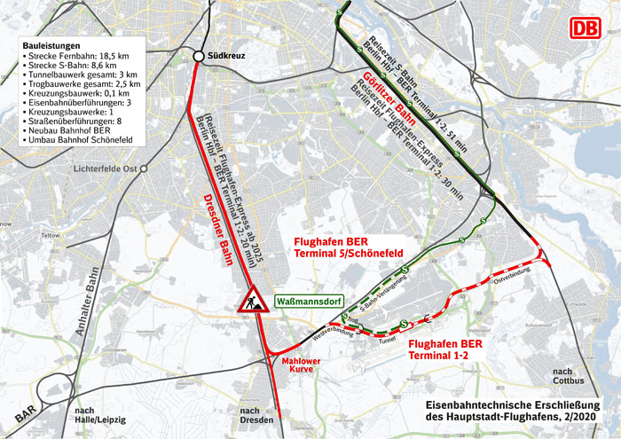 Bahnhof am neuen Berliner Flughafen startklar