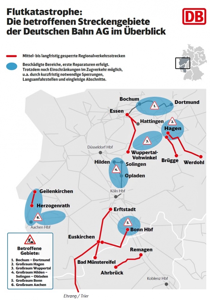 Flutkatastrophe: Viele Bahnstrecken zerstört