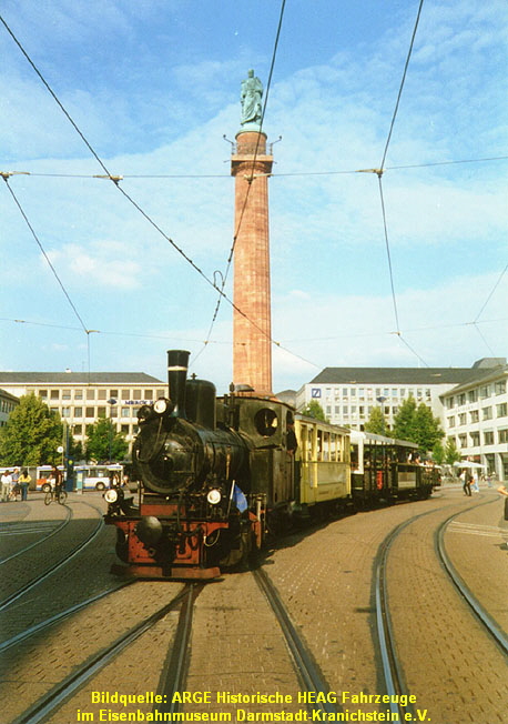 Historische Dampfstraßenbahnfahrten zwischen Darmstadt und Griesheim