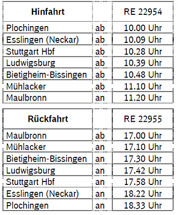 Fahrplan Nikolauszug