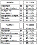 Fahrplan Nikolauszug