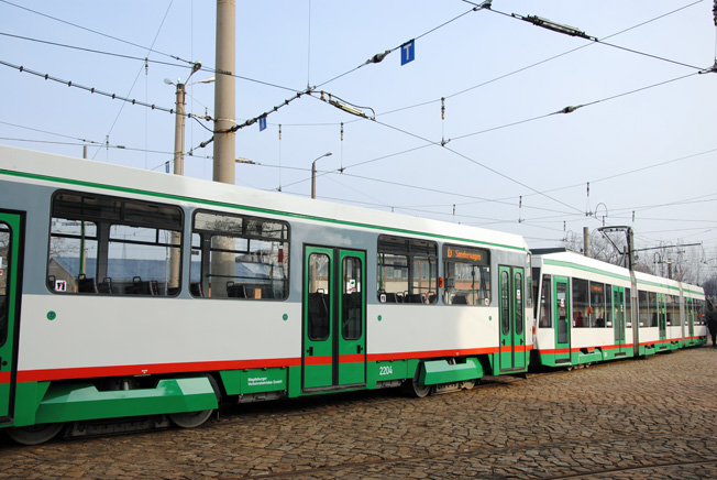 Neue B6A2 Tatra-Wagen der Magdeburger Verkehrsbetriebe